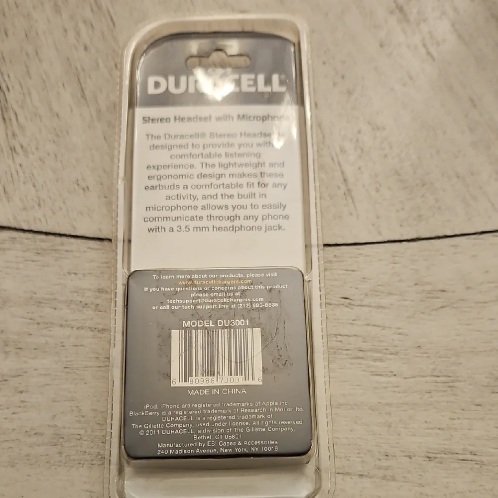 Duracell Black Stereo Headset for iPhone and iPod